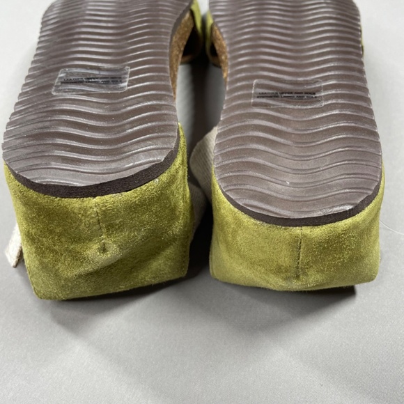 NEW Sundance Sandals Womens 7.5 green suede leather brown cork boho hippie - Picture 8 of 12